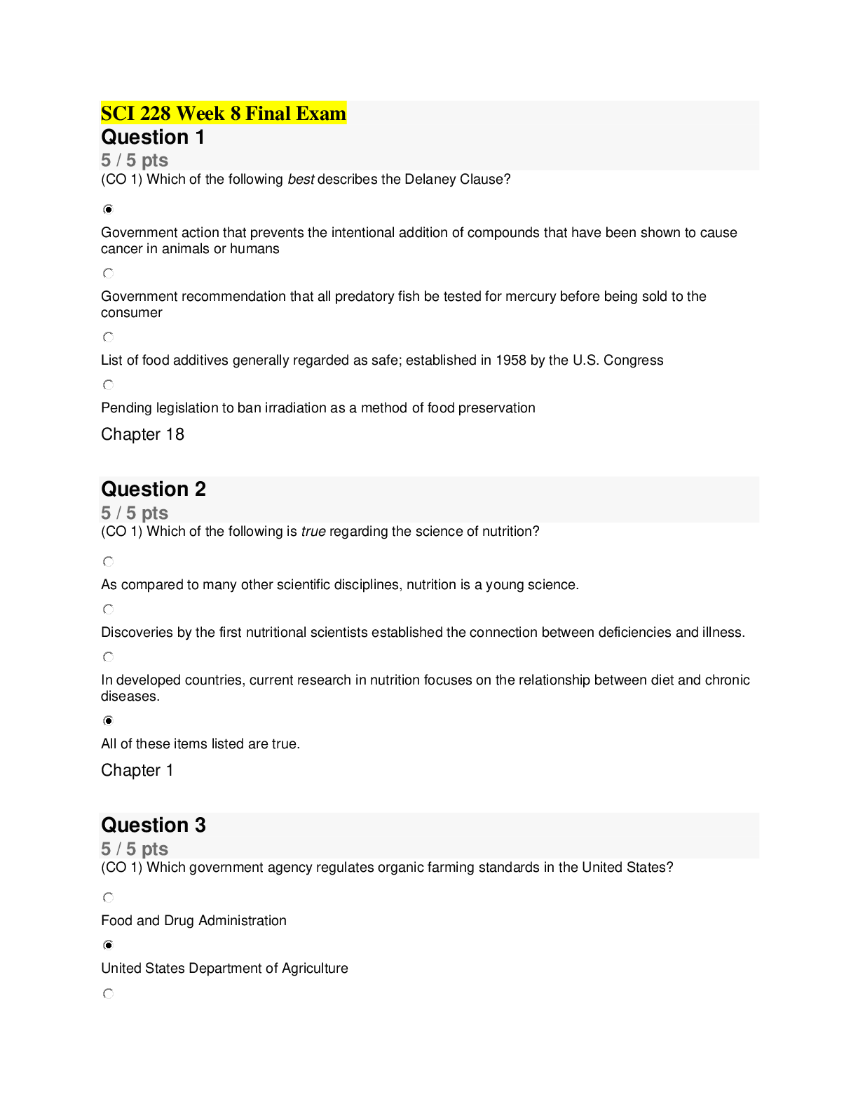 Preview image for SCI 228 Week 8 Final Exam 3 (Questions and Answers)